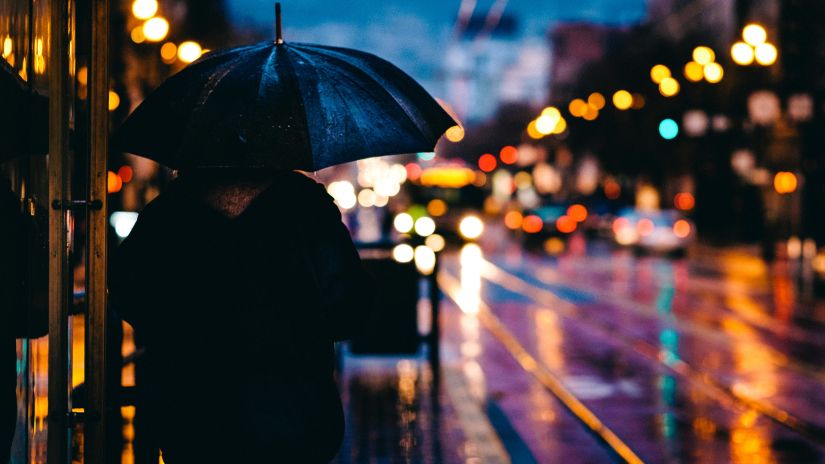 person walking with an umbrella