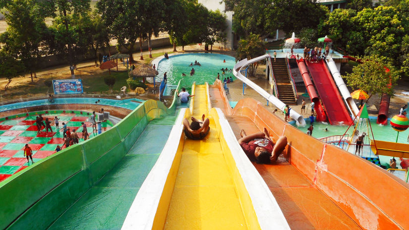 People enjoying summer vacation at Anandi Water Park on eastern outskirts of Lucknow  U.P.