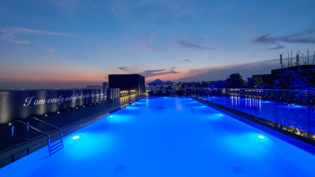 rooftop pool at our hotel in whitefield near VR Mall Bengaluru