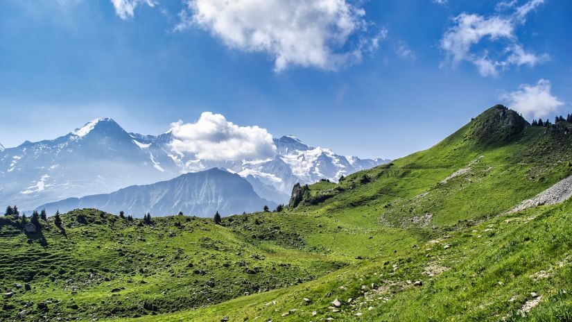 scenic views of hills under a blue sky