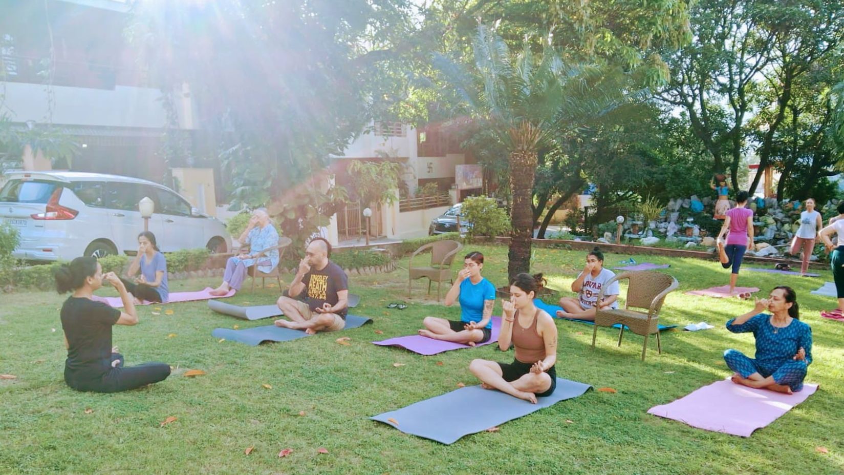 morning-yoga-session @ Lamrin Boutique Cottages, Rishikesh