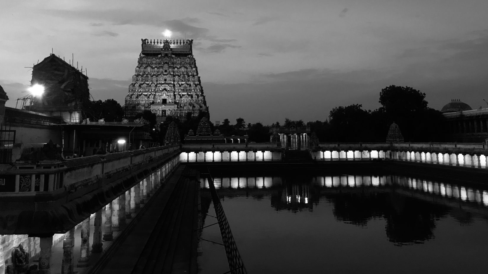 Varaswamy Temple facade with water view