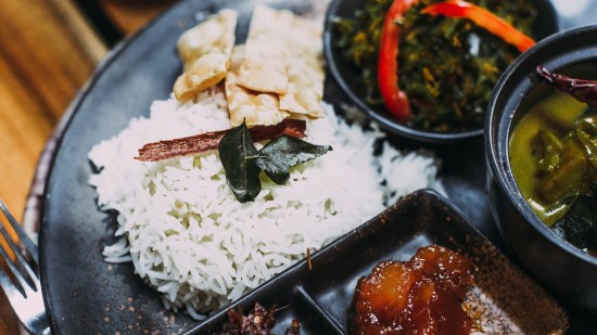 A  traditional meal at Sri Lanka