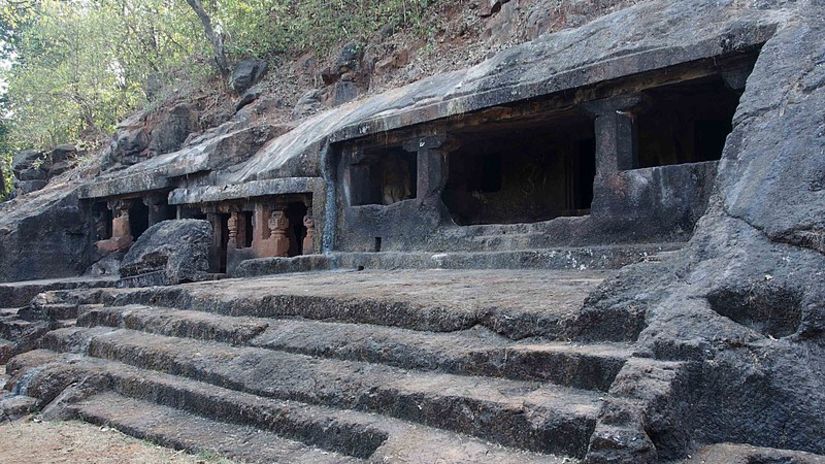 the entrance to ancient caves