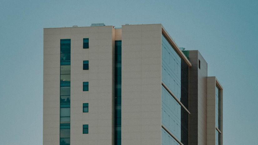 A view of a building from afar