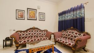 Living area at Hotel NirmalVilla Cherry Service Apartment - Begumpet Hyderabad 6