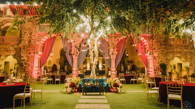 Decorated Reception at Tijara Fort Palace