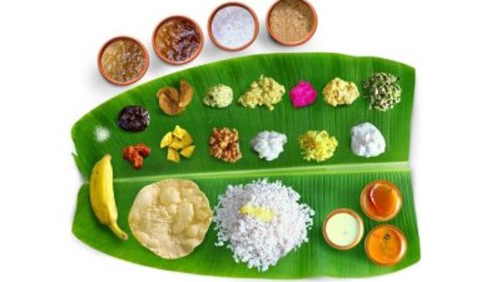 sadhya on a banana leaf