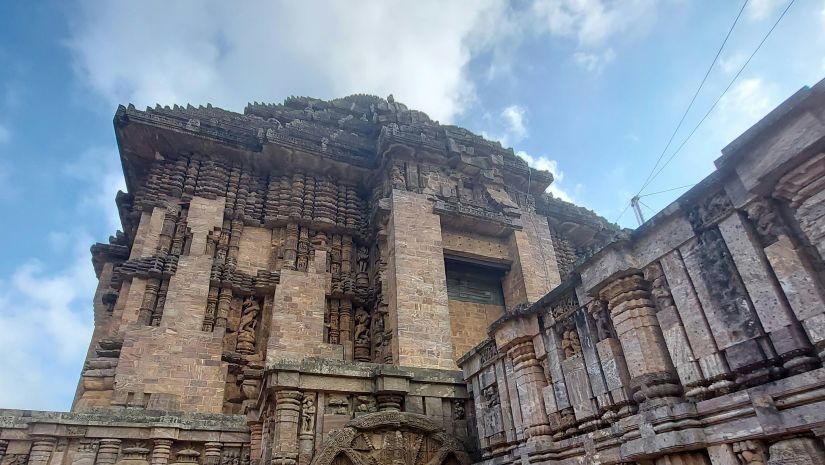 A low angle view of the  stone carved temple