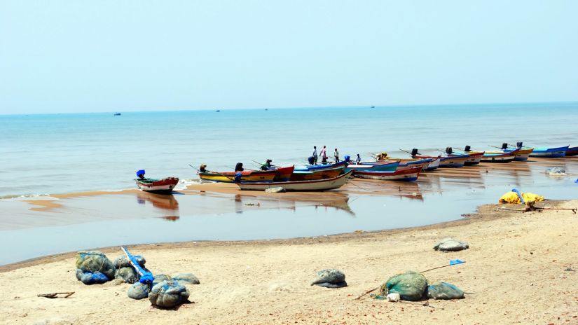 boats queued up on beachside