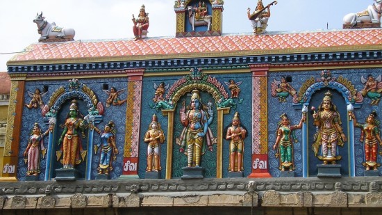 carvings outside a temple in Chennai