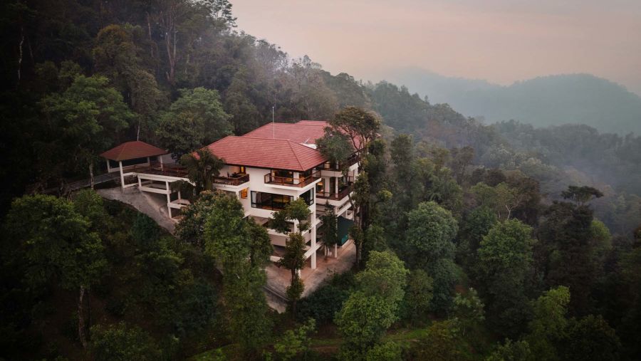 Facade with ariel view of Golak by Denissons Presidential Villa, Madikeri