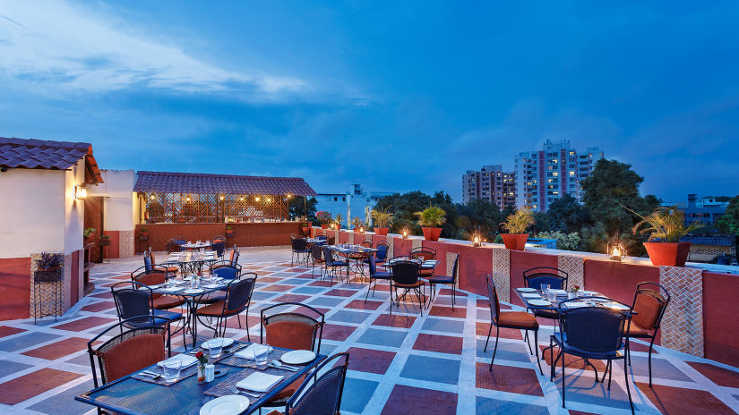 Terrace grill restaurant at La Place Sarovar Portico Lucknow, lucknow hotels