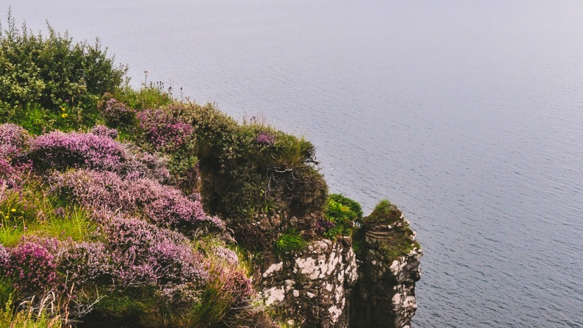 clifftop near a lake with grass on the hill