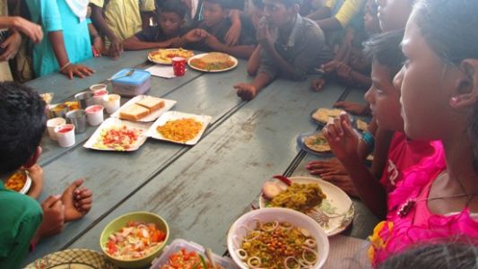 Kids having food