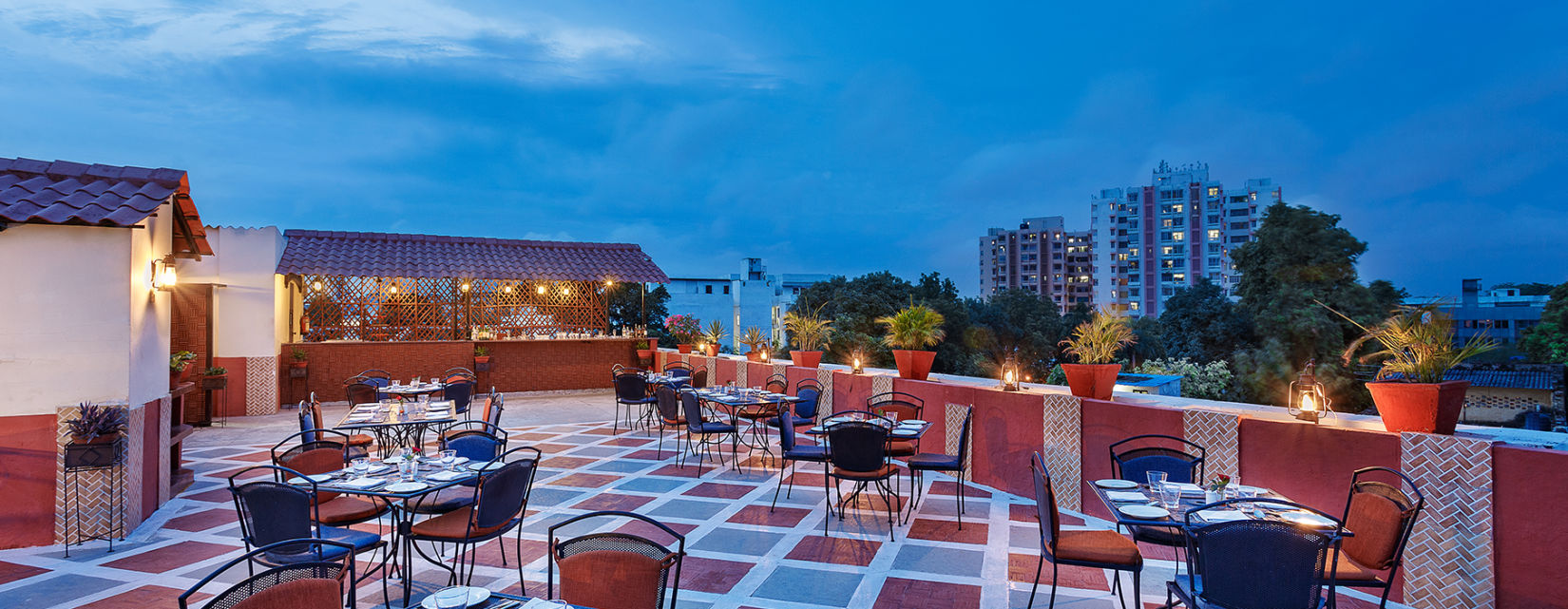 Terrace grill restaurant at La Place Sarovar Portico Lucknow, lucknow hotels