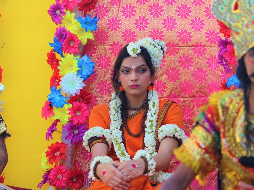 a woman dressed at sita at Karapura village near Chikmagalur