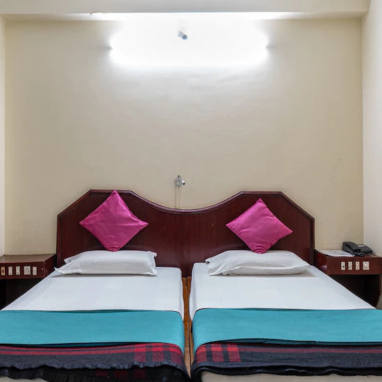 Front view of Standard double room with large bed - Hotel Ram International,  Pondicherry