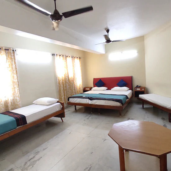 View of Triple A/C room with king size bed and single bed, which has plenty of space for relaxing stay - Hotel Ram International,  Pondicherry