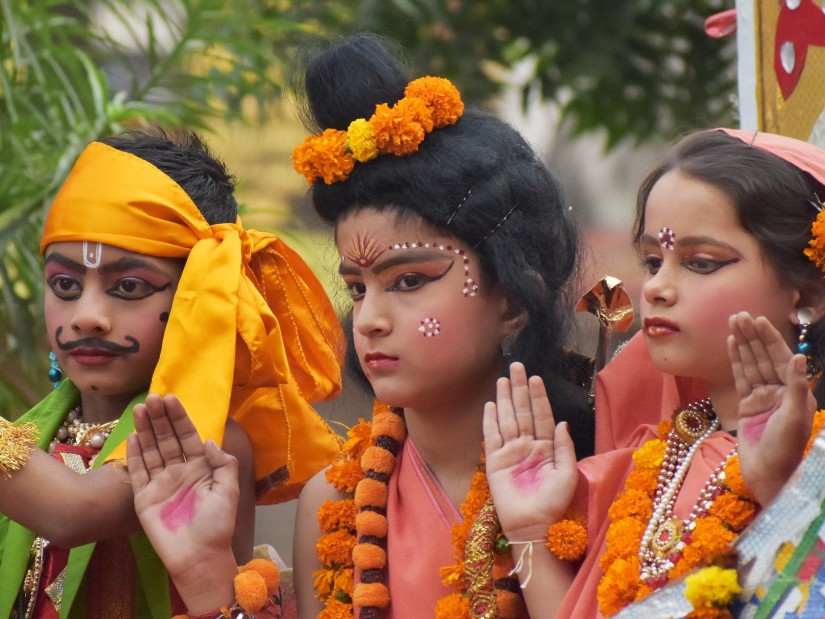 children dresses as Luv and Kush from Ramayana at  Karapura village near Chikmagalur