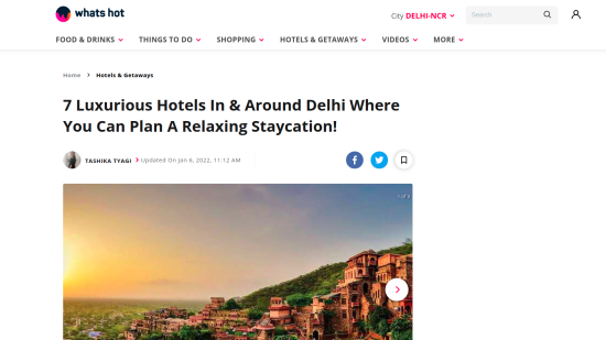 Whats Hot article about luxurious hotels in Delhi