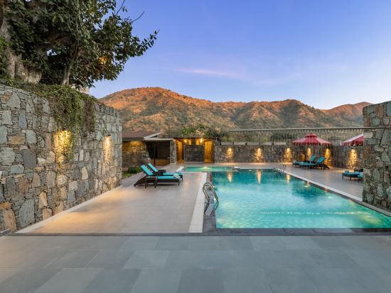 view of a swimming pool at Stone Wood Hotel, Kumbhalgarh