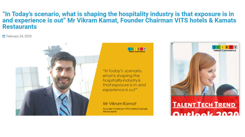 A news article showing a quote from vikram kamat - vits hotels