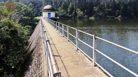 overview of the rallia dam in coonoorwith trees in the background