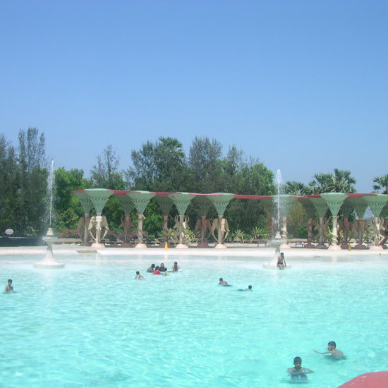 alt-text Water Kingdom - a wide angle view of jungleBeach at our amusement park