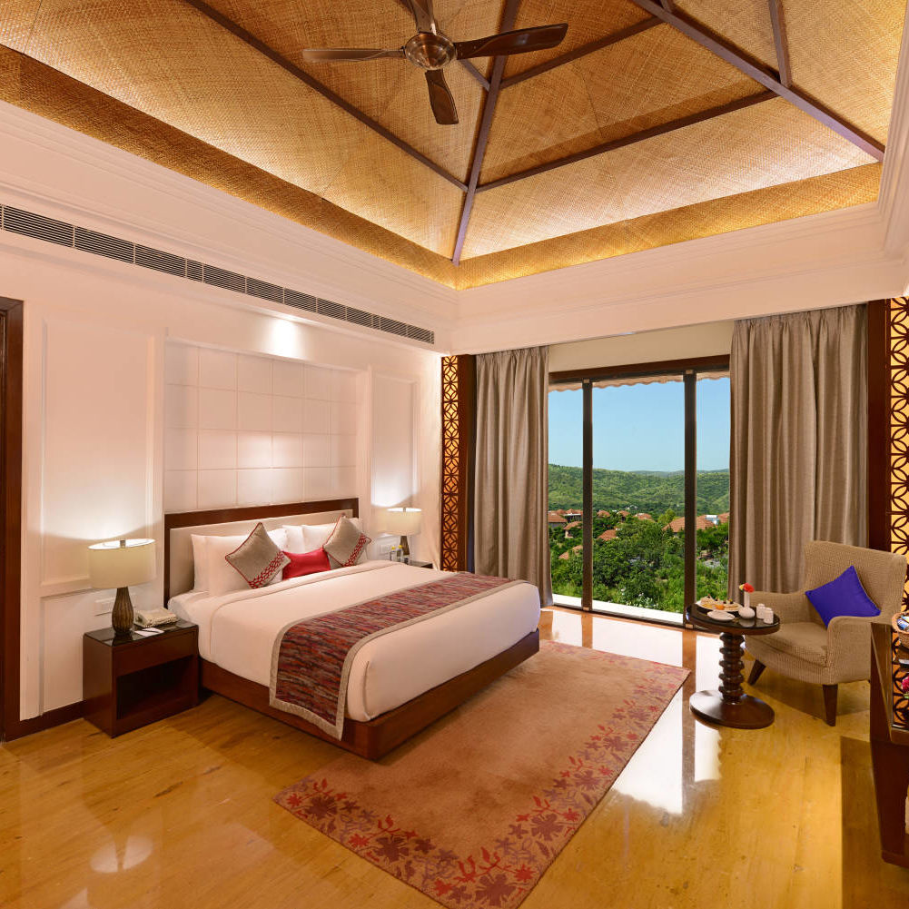 Junior suite bed room at ananta udaipur suites in udaipur mhslgg