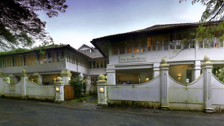 The Tower House - The central entrance that leads to the twin buildings of the Tower House