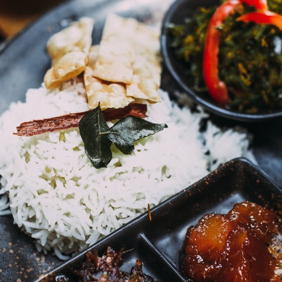 A  traditional meal at Sri Lanka