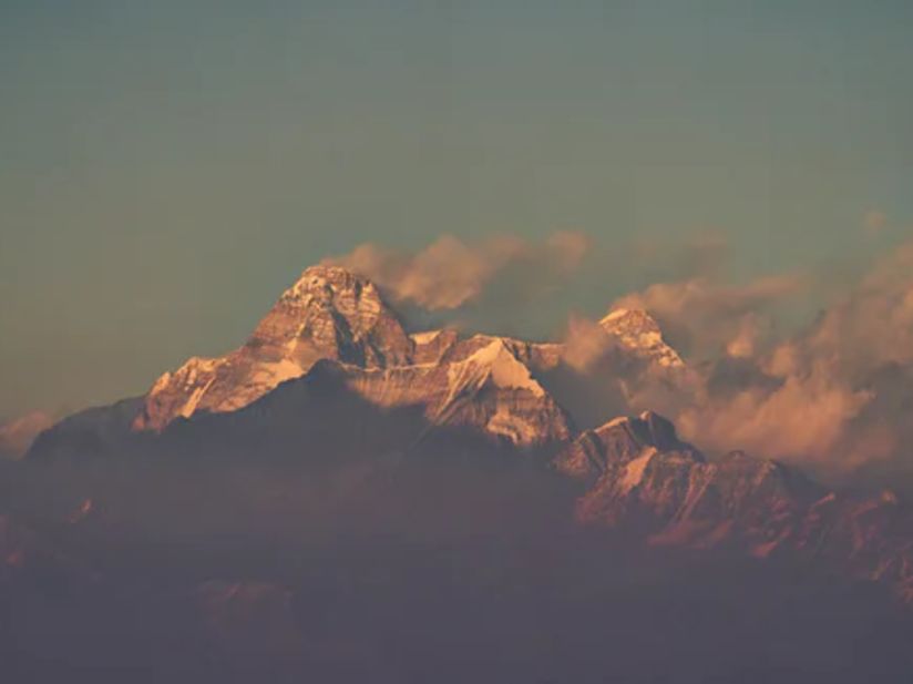 sunkissed snow clad mountains