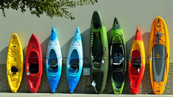 colorful kayaks in Chikmagalur 