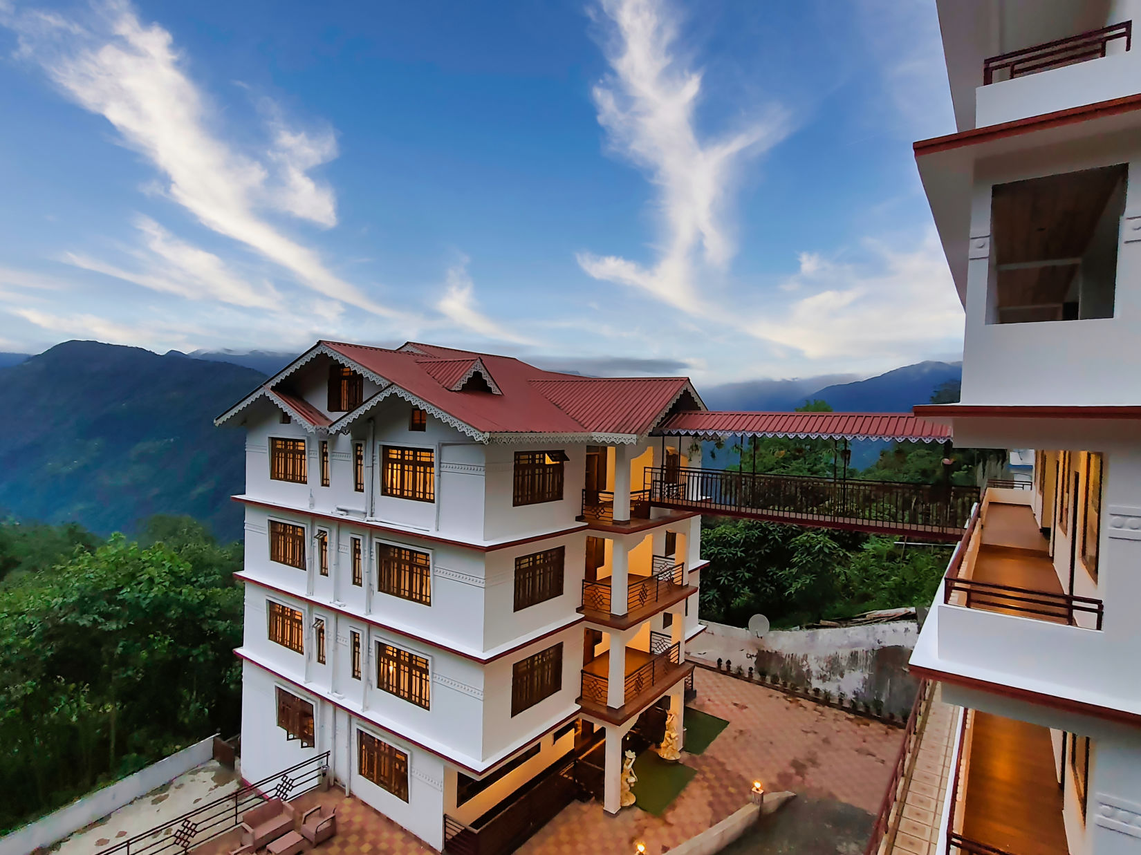 Dream Villa Retreat, Pelling - The facade of our our hotel amidst the mountains