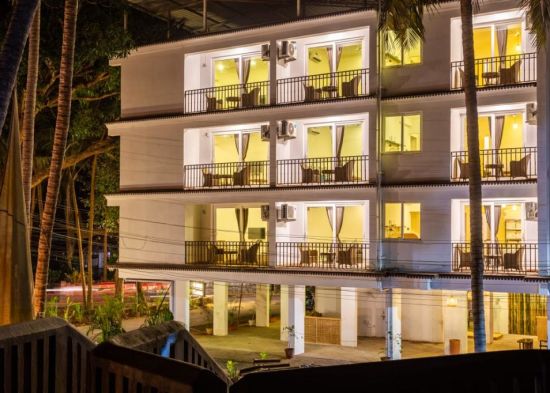 alt-text Richmonde Ananta Elite, Goa - exterior facade of our hotel in Goa at night
