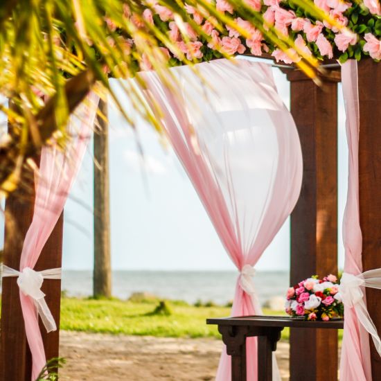 Decorated wedding altar at Symphony resort in Andaman