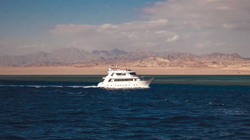 A yacht sailing in the ocean