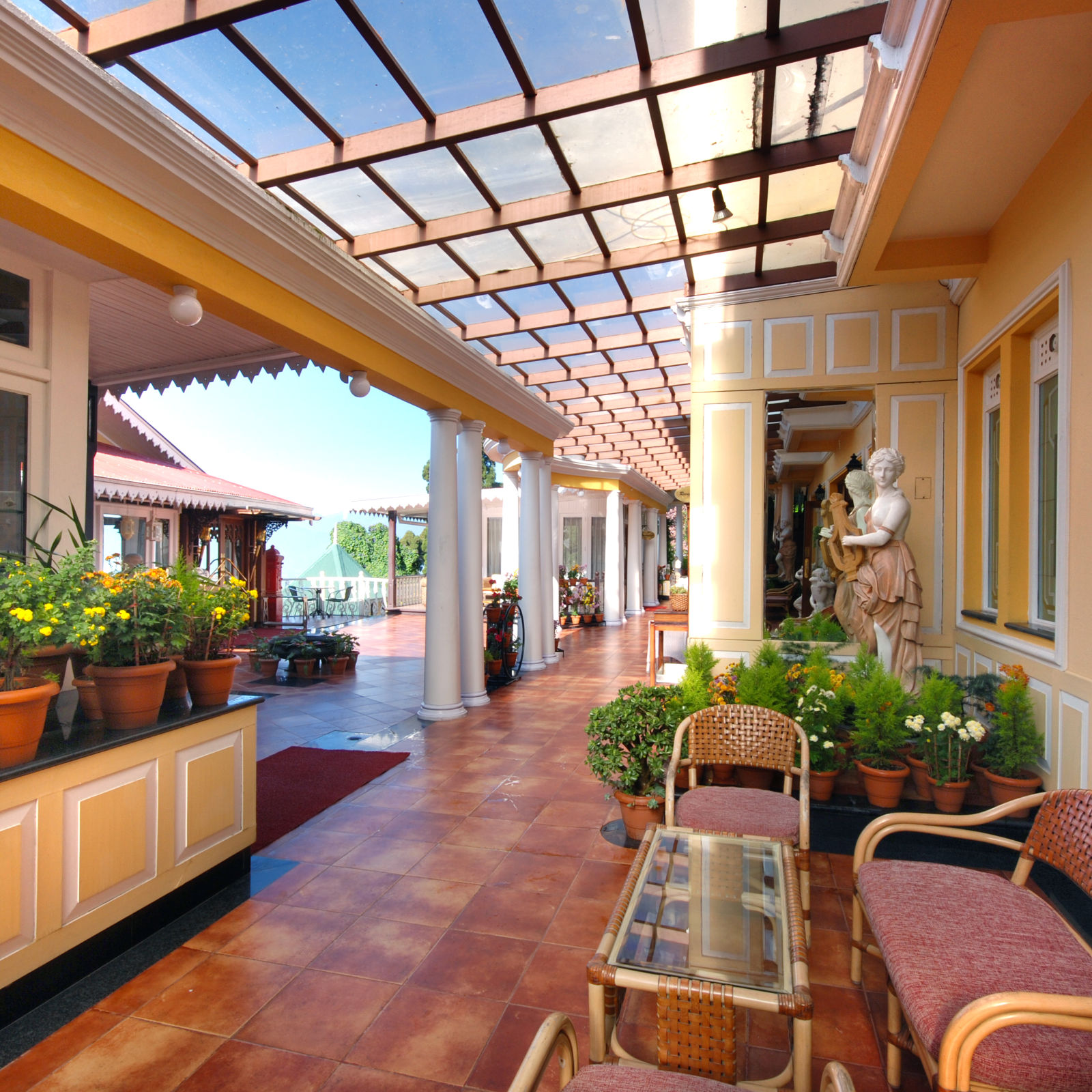 seating space inside the atrium - Mayfair Hill Resort, Darjeeling