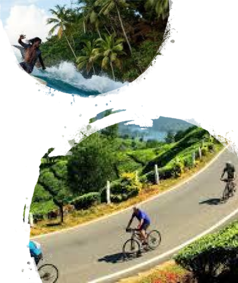 Water surfing and cycling on road