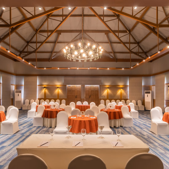 villa arrosim - interior of a banquet hall in goa