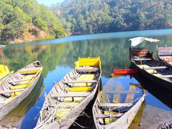  Boats lined up at the lakeside