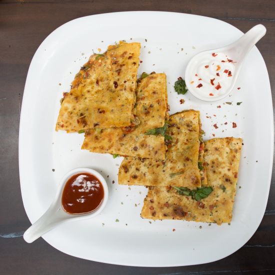 Tortilla sandwich served on a white plate