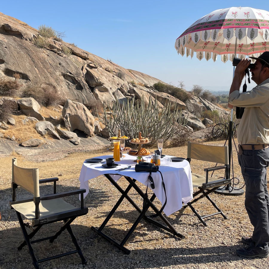 alt-text Breakfast while watching wildlife at Brij Pola, Jawai 