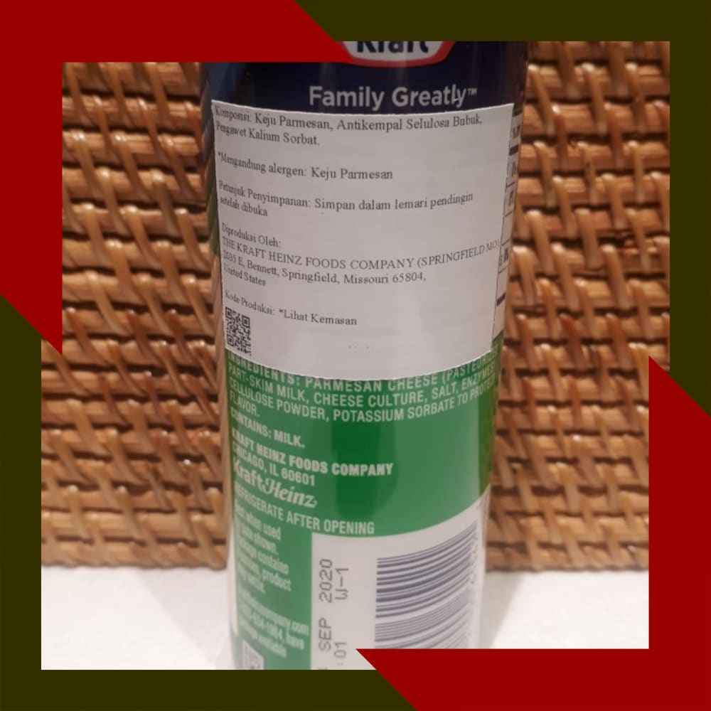 Promo Kraft Parmesan Grated Cheese 85 Gr di Seller Dhiya.id ...