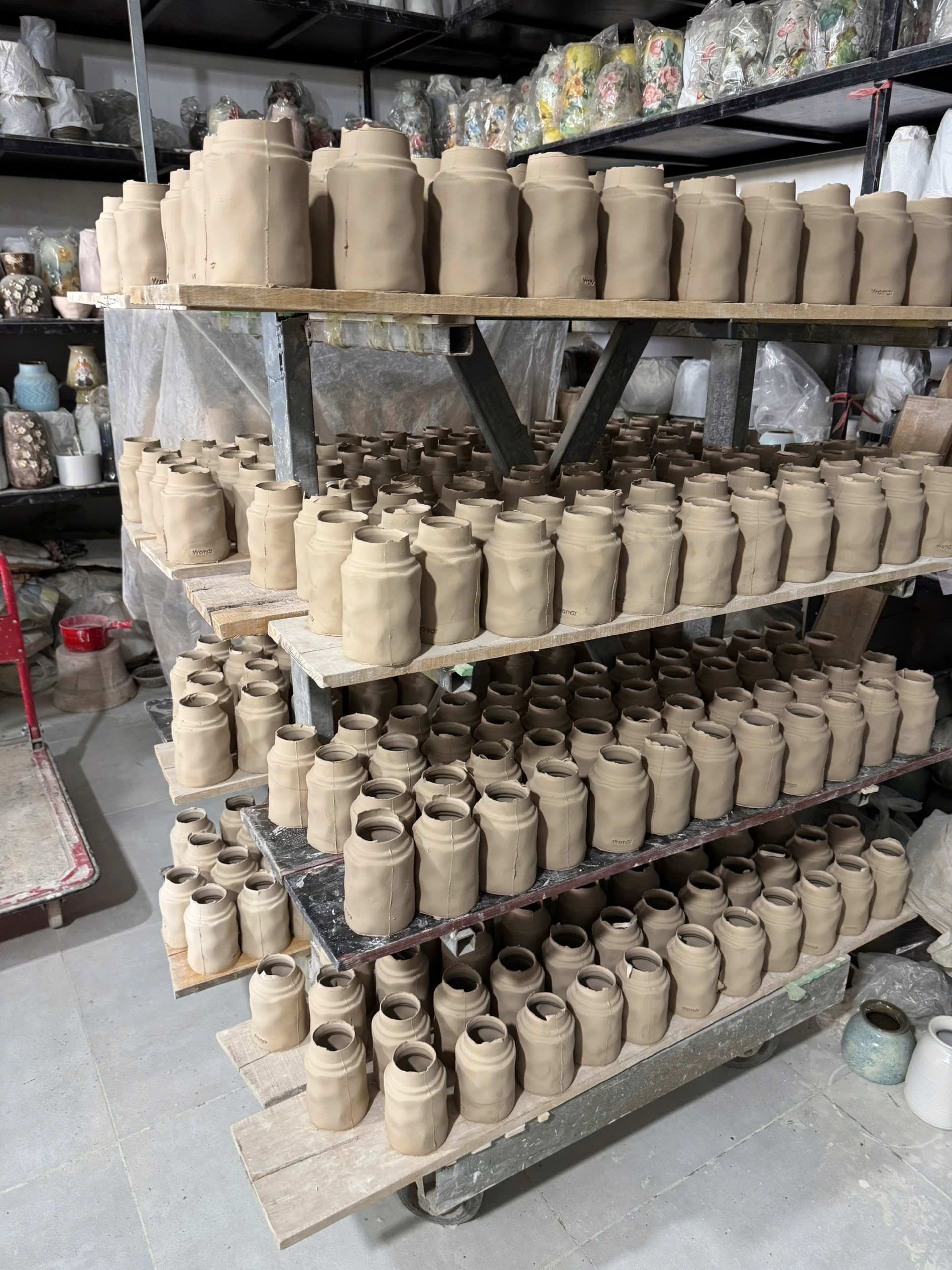 Coir pots with a seedling and a coconut-shell planter