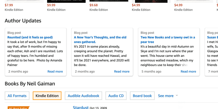 A carousel of your blog posts will appear in your Amazon author profile.