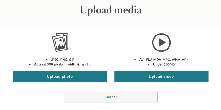 Through the "Upload Media" screen, you can add photos and videos to your author profile