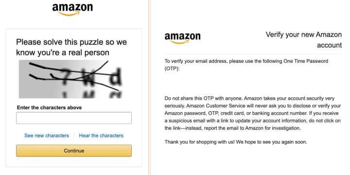 After solving the Captcha, you'll receive a message from Amazon in your inbox.