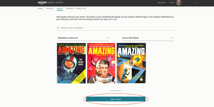 You can add any books missing from your shelf with the "Add Book" button